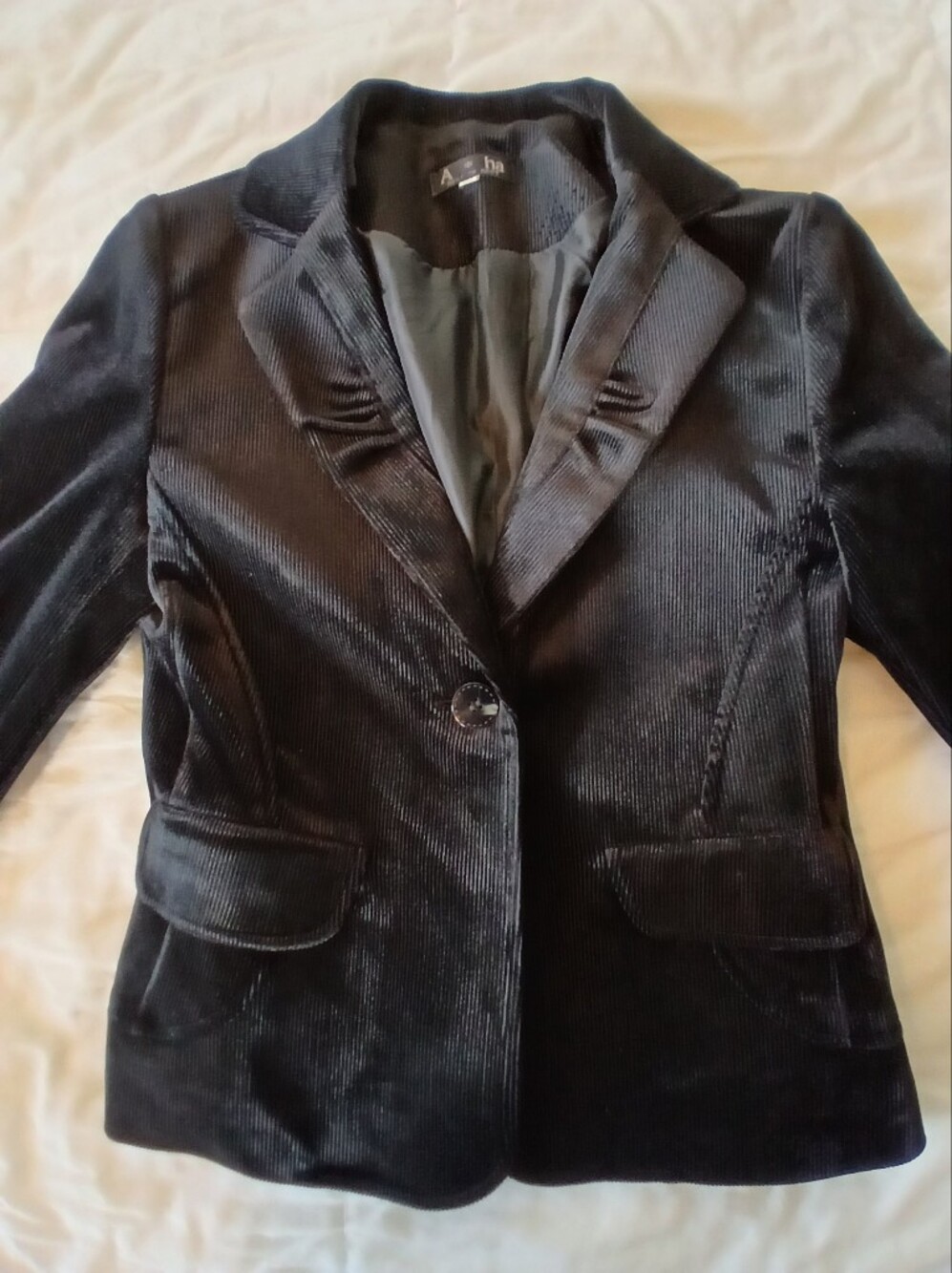 Women's Black Velvety Soft Corduroy Blazer Jacket Medium